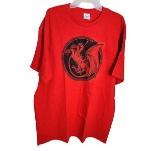 Delta Pro Weight Red XL Crew Neck Short Sleeve Dragon Graphic Cotton Men T-Shirt